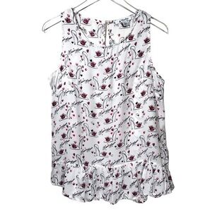 Disney Parks Satin Minnie Mouse Sleeveless Peplum Tank Top in White/Pink